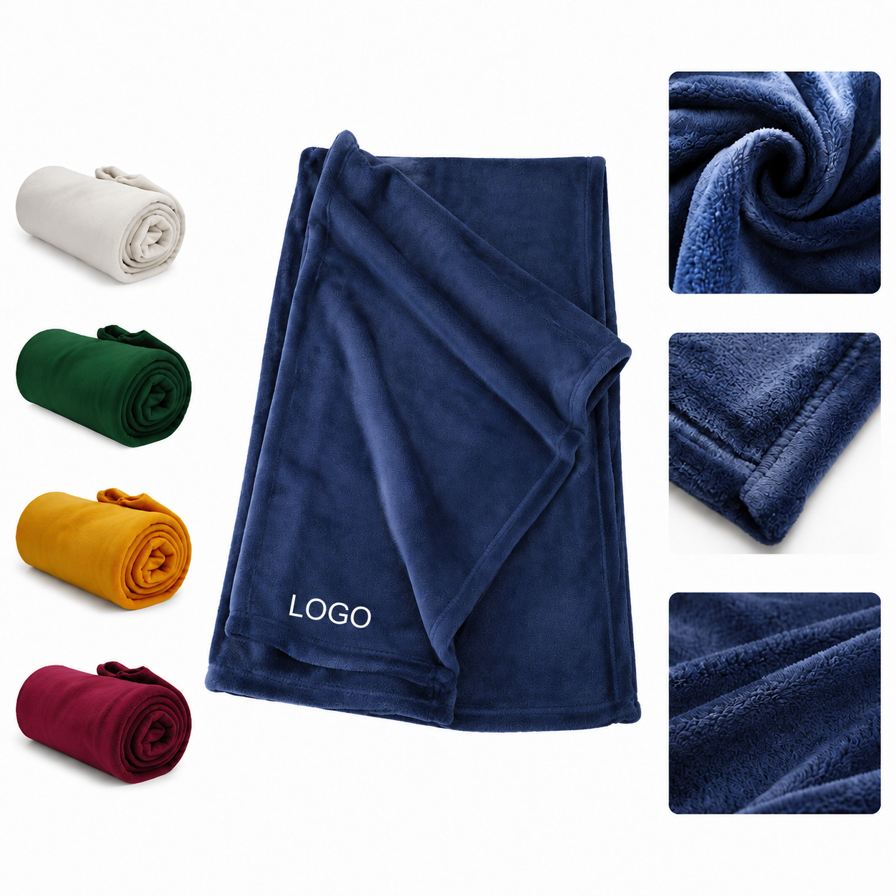 Roll-Up Fleece Throw with Decorative Whipstitch Edging 50