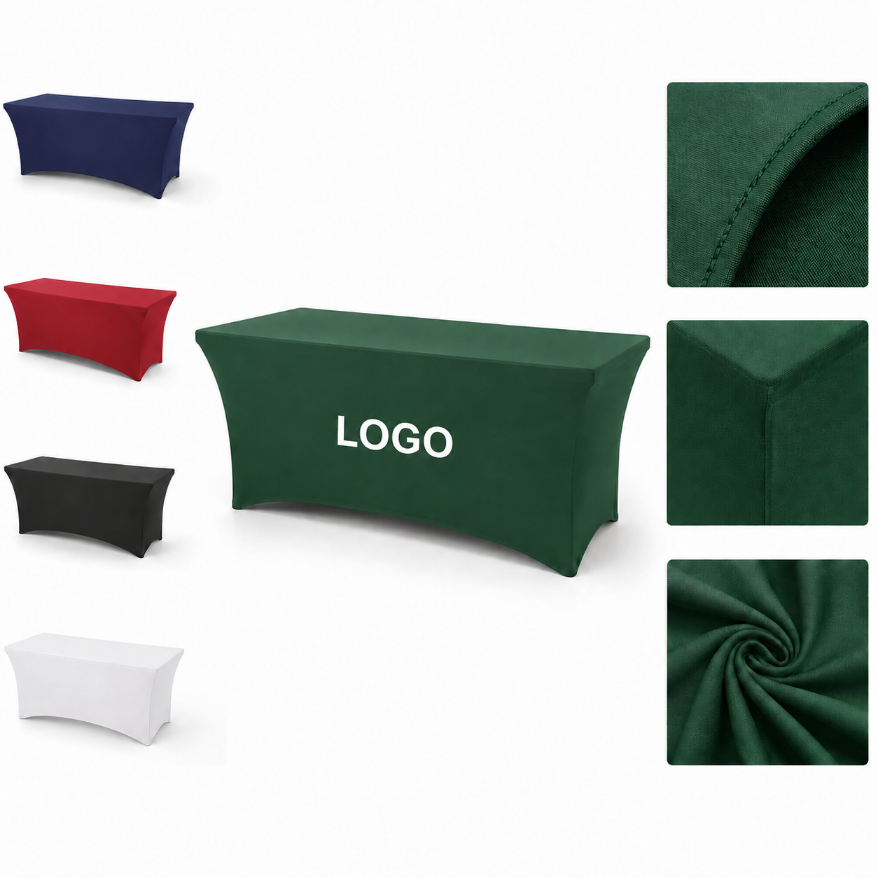 6-Foot Rectangular Elastic Fitted Table Throw - Seamless Full Perimeter Coverage