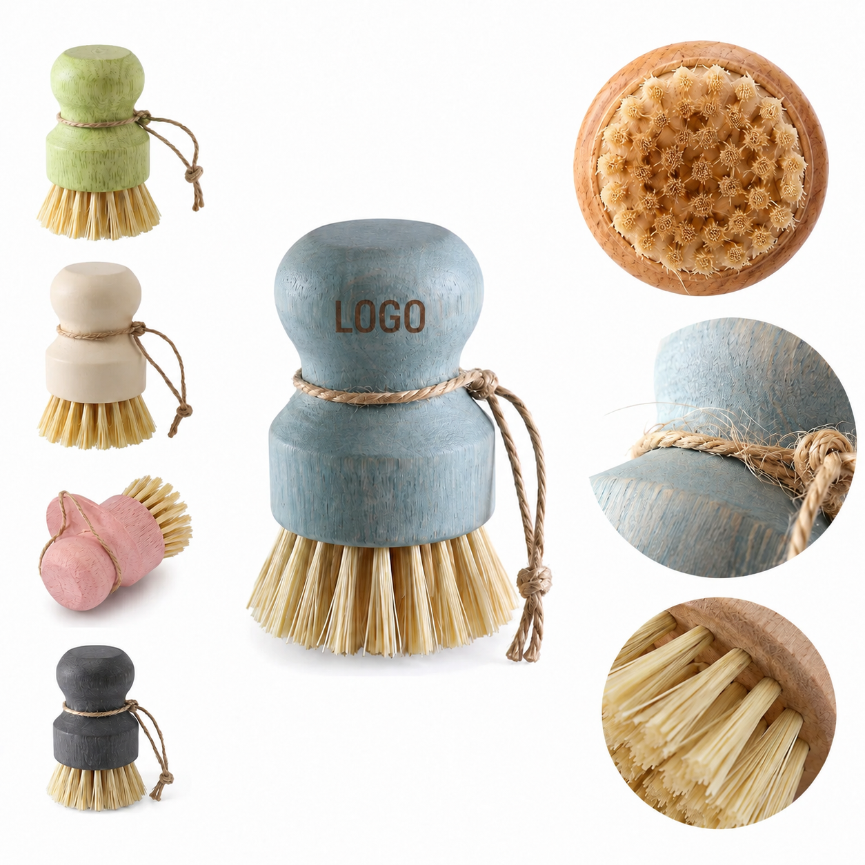 Earth-Friendly Bamboo and Sisal Ergonomic Kitchen Scrubber