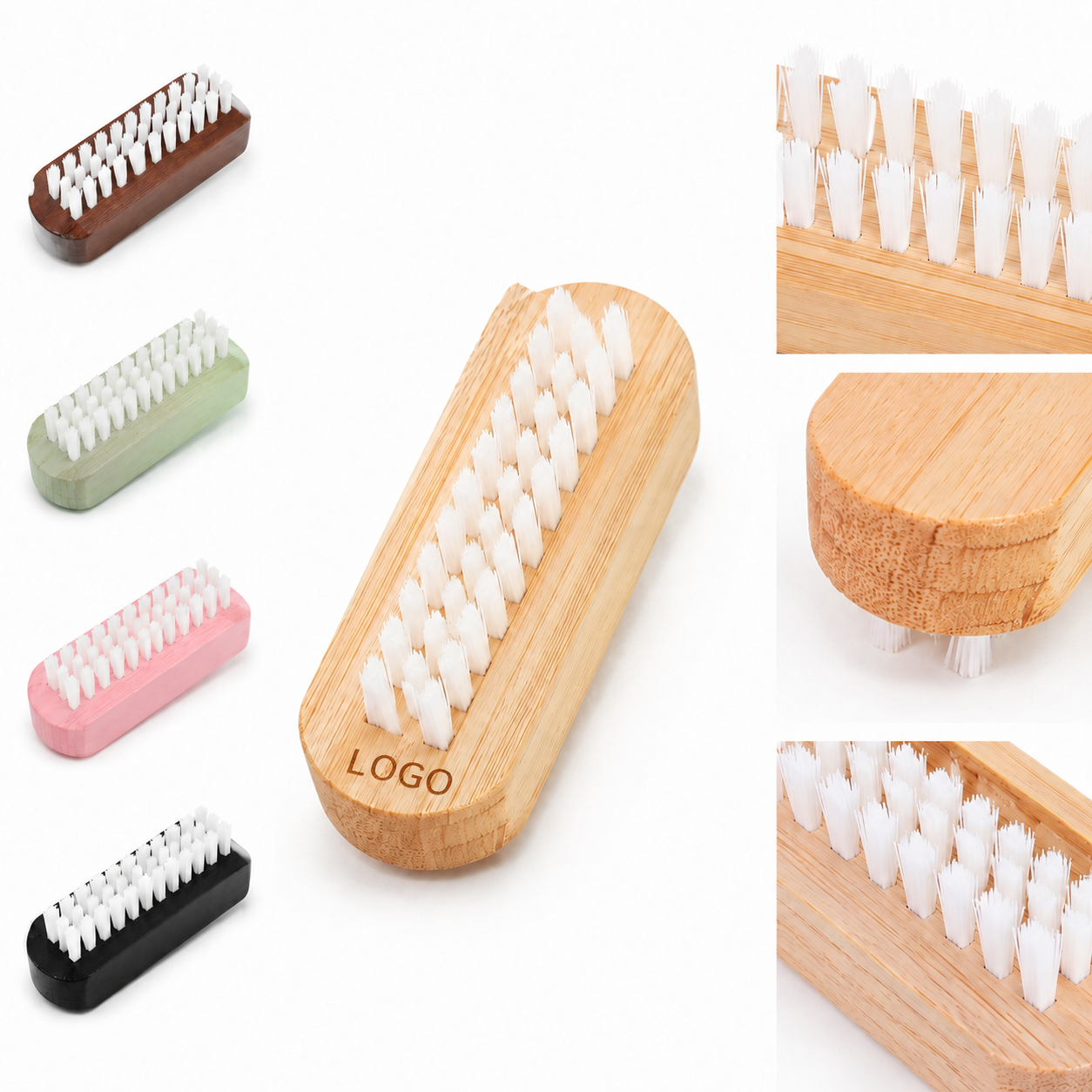 Dual-Action Bamboo Hand and Nail Scrub Brush