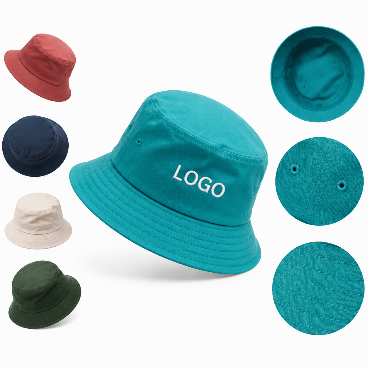 Dual-Tone Reversible Cotton Bucket Hat with Wide Brim