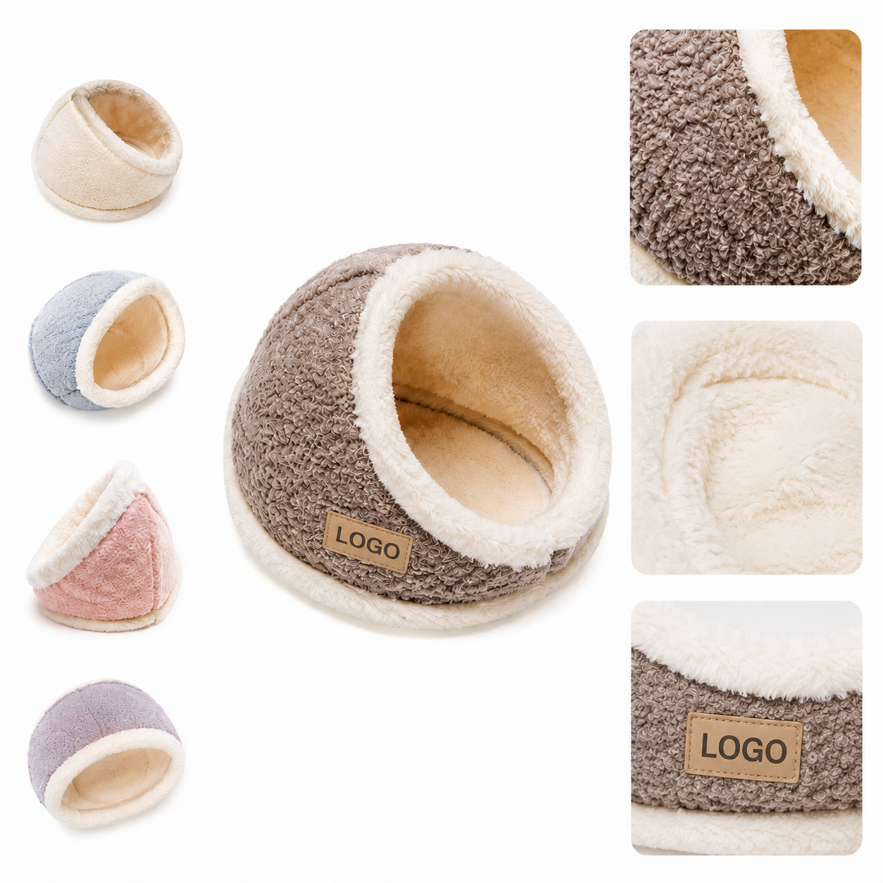 Plush Sherpa-Lined Cave Bed for Small Pets