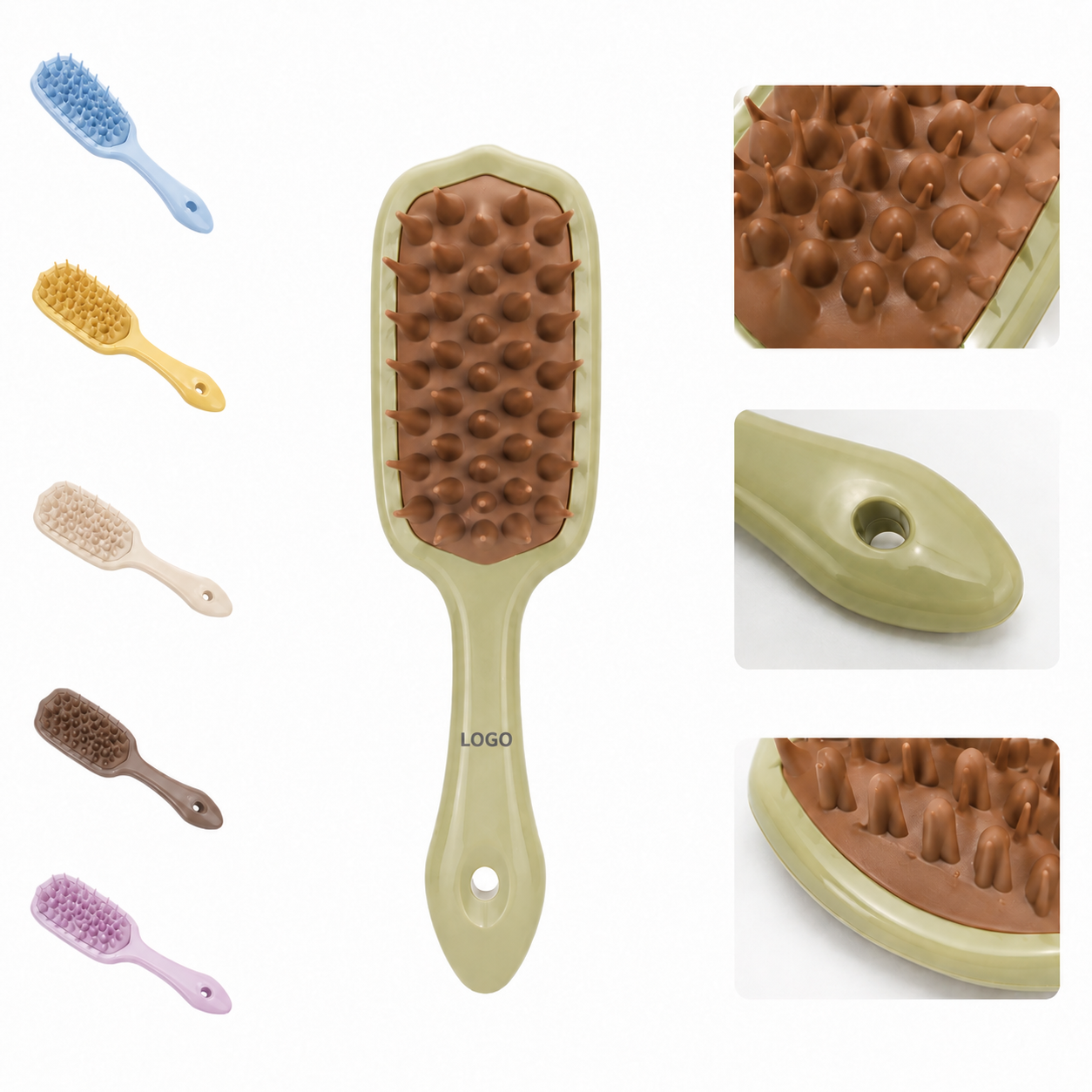 Handheld Silicone Body and Scalp Massage Scrubber with Ergonomic Grip