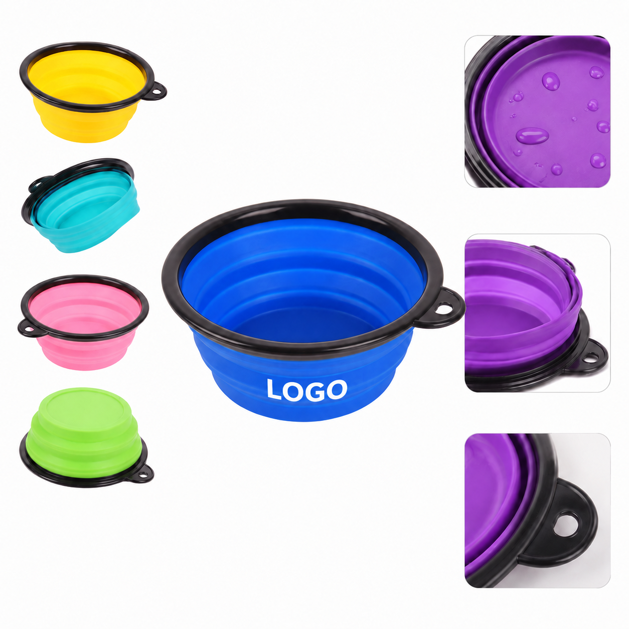 Foldable Silicone Pet Feeding Bowl with Carrying Hole