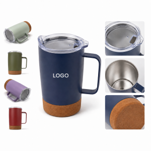 Insulated Stainless Steel Coffee Mug with Protective Cork Base - 12oz