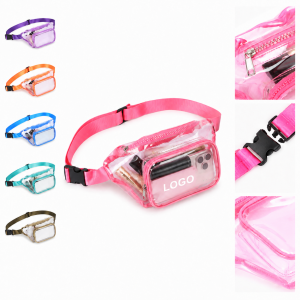 Transparent Security-Ready Waist Bag with Adjustable Strap and Dual Zipper Compartments